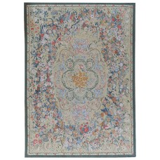 Pasargad One-of-a-Kind Aubusson Hand-Woven Wool Money Green/Blue/Red Area Rug PAGD4611